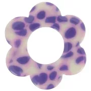 Colgante Flor de Acetato 18 mm - Violeta Moteado - Crema x1