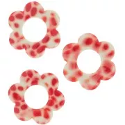 Colgante Flor de Acetato 18 mm - Rojo Moteado - Crema x1