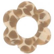 Colgante flor acetato 18 mm - Moteado Caramelo - Beige x1