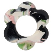 Colgante Flor Acetato 18 mm - Blanco - Negro - Verde x1|raw }}