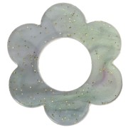 Colgante Flor de Acetato 18 mm - Verde iridiscente de purpurina gris x1|raw }}