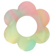 Colgante Flor Acetato 18 mm - Carey - Verde - Perla Rosa x1