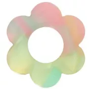 Colgante Flor Acetato 18 mm - Carey - Verde - Perla Rosa x1