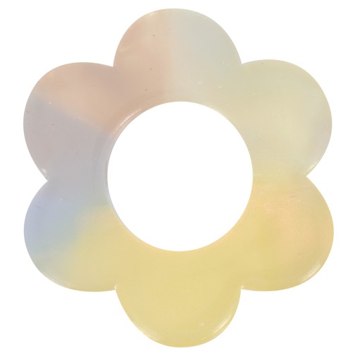 Colgante Flor Acetato 18 mm - Carey - Amarillo - Perla Naranja x1