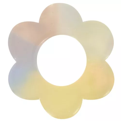 Colgante Flor Acetato 18 mm - Carey - Amarillo - Perla Naranja x1