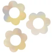 Colgante Flor Acetato 18 mm - Carey - Amarillo - Perla Naranja x1