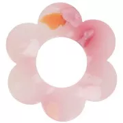 Colgante Flor Acetato 18 mm - Rosa Moteado - Blanco Nacarado x1