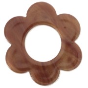 Colgante Flor de acetato 18 mm - Marrón oscuro jaspeado x1