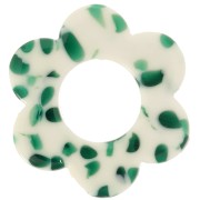 Colgante Flor Acetato 18 mm - Moteado Verde Oscuro - Blanco x1|raw }}