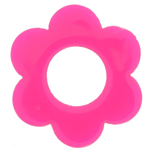 Colgante flor acrílico 18 mm - Rosa fluorescente x1