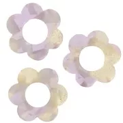 Colgante Flor Acetato 18 mm - Carey - Malva - Blanco Nacarado x1