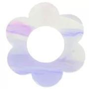 Colgante Flor Acetato 18 mm - Malva Jaspeado - Gris x1