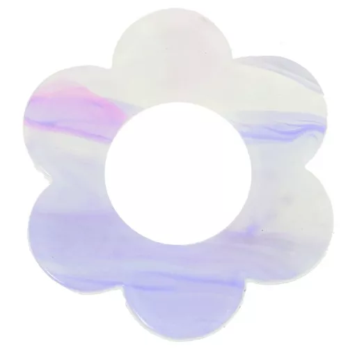 Colgante Flor Acetato 18 mm - Malva Jaspeado - Gris x1