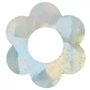 Colgante Flor Acetato 18 mm - Carey - Azul Cielo - Blanco Nacarado x1