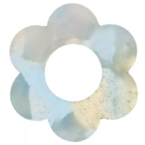 Colgante Flor Acetato 18 mm - Carey - Azul Cielo - Blanco Nacarado x1