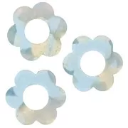 Colgante Flor Acetato 18 mm - Carey - Azul Cielo - Blanco Nacarado x1