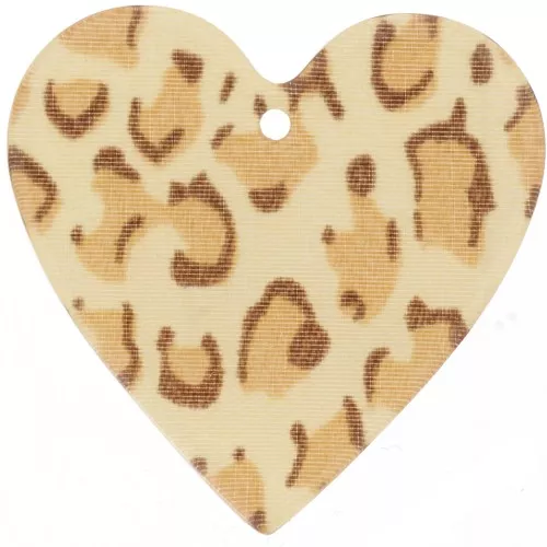 Colgante Corazón Acrílico 31x32 mm - Beige Guepardo - Marrón Claro x1