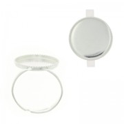 Anillo de láton engaste para cabuchón fondo plano 16 mm plateado x1