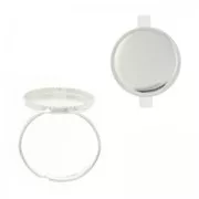 Anillo de láton engaste para cabuchón fondo plano 16 mm plateado x1