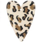 Colgante Corazón de Acetato 34x24 mm - Marrón Guepardo - Negro x1|raw }}