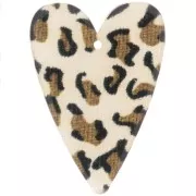 Colgante - Dije - Colgante Corazón de Acetato 34x24 mm - Marrón Guepardo - Negro x1 Colgante Corazón de Acetato 34x24 mm - Marrón Guepardo - Negro x1