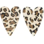 Colgante Corazón de Acetato 34x24 mm - Marrón Guepardo - Negro x1