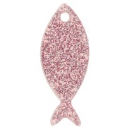 Colgante Pez Acrílico 25x10 mm - Glitter Rosa Viejo x1