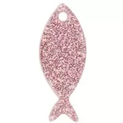 Rosa vieja - Colgante Pez Acrílico 25x10 mm - Glitter Rosa Viejo x1 Colgante Pez Acrílico 25x10 mm - Glitter Rosa Viejo x1
