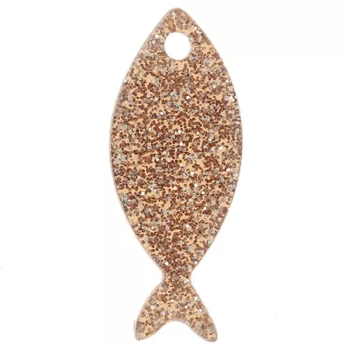 Colgante Pez Acrílico 25x10 mm - Brillo Bronce x1