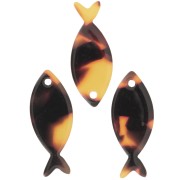 Colgante Pez de Acetato 25x10 mm - Carey - Marrón - Negro x1