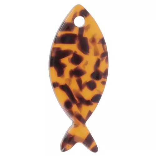Colgante Pez de Acetato 25x10 mm - Marrón Terrazo - Negro x1