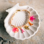 Colgante estrella de mar 20 mm en acetato - Turquesa jaspeado purpurina x1