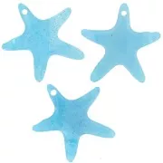 Colgante estrella de mar 20 mm en acetato - Turquesa jaspeado purpurina x1
