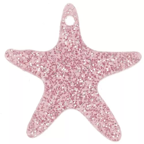 Colgante Estrella de Mar Acrílico 20 mm - Purpurina Rosa Viejo x1