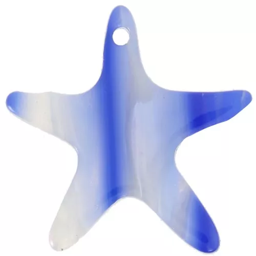Colgante estrella de mar acetato 20 mm - Rayas - Azul oscuro - Blanco nacarado x1