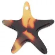 Colgante - Dije - Pendentif étoile de mer 20 mm en acétate - Ecaille de tortue - Marron - Noir x1 Pendentif étoile de mer 20 mm en acétate - Ecaille de tortue - Marron - Noir x1
