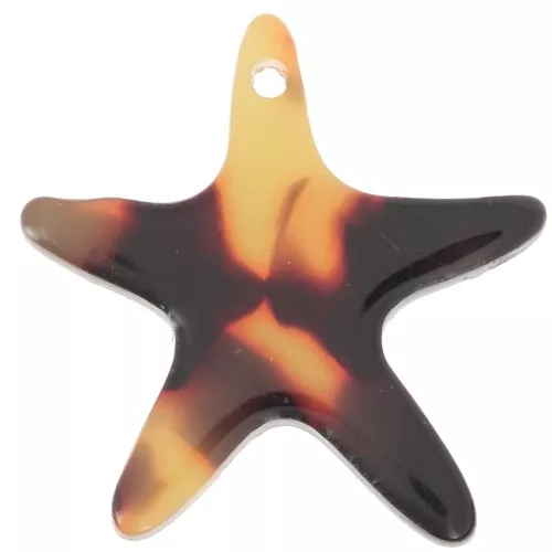 Colgante de acetato Estrella de mar 20 mm - Carey - Marrón - Negro x1