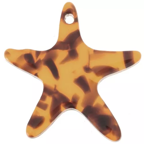 Colgante estrella de mar 20 mm en acetato - Marrón terrazo - Negro x1