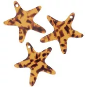 Colgante estrella de mar 20 mm en acetato - Marrón terrazo - Negro x1