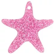 Pendentif étoile de mer 20 mm en acrylique - Pailleté Rose x1