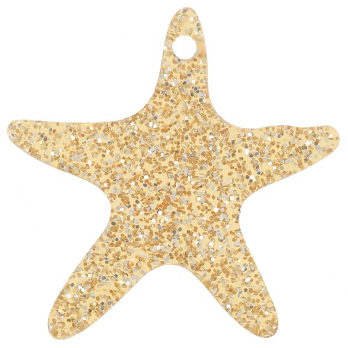 Colgante Estrella de Mar Acrílico 20 mm - Dorado Glitter x1