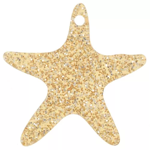 Colgante Estrella de Mar Acrílico 20 mm - Dorado Glitter x1