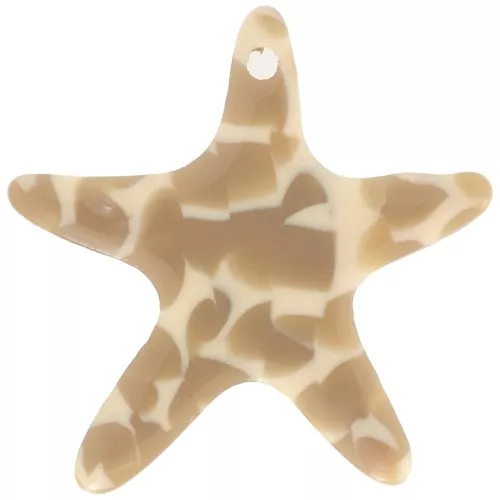 Colgante estrella de mar 20 mm en acetato - Moteado Caramelo - Beige x1