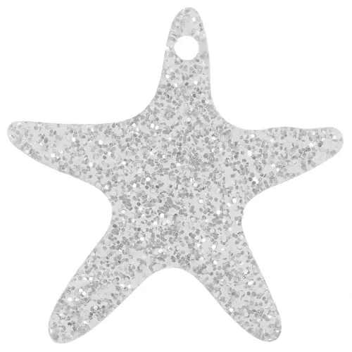 Colgante Estrella de Mar Acrílico 20 mm - Plateado Brillo x1