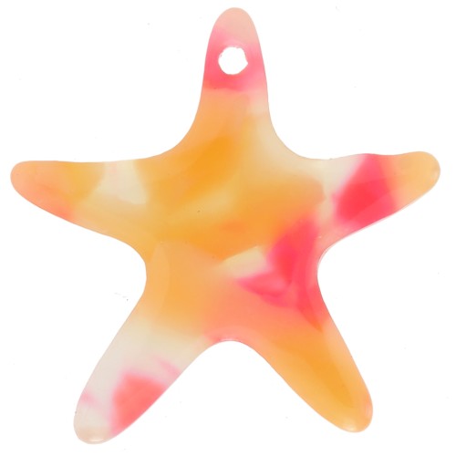 Colgante estrella de mar 20 mm en acetato - Carey - Naranja - Rosa oscuro