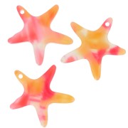 Colgante estrella de mar 20 mm en acetato - Carey - Naranja - Rosa oscuro
