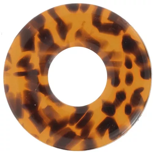 Colgante Donuts de acetato de 20 mm - Marrón terrazo - Negro x1