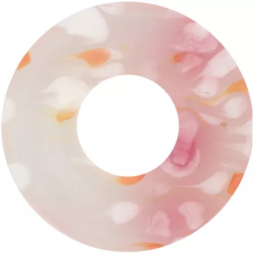Colgante Donuts de acetato de 20 mm - Rosa moteado - Blanco nacarado x1