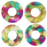 Colgante Donuts 20 mm Acetato - Carey - Turquesa - Fucsia x1