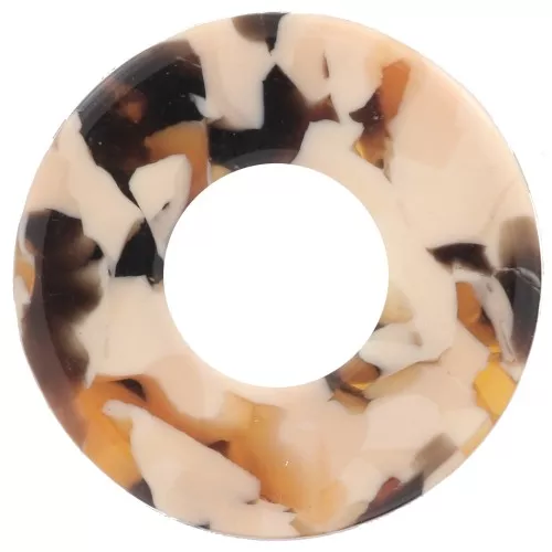 Colgante Donuts de acetato de 20 mm - Carey - Salmón - Marrón x1